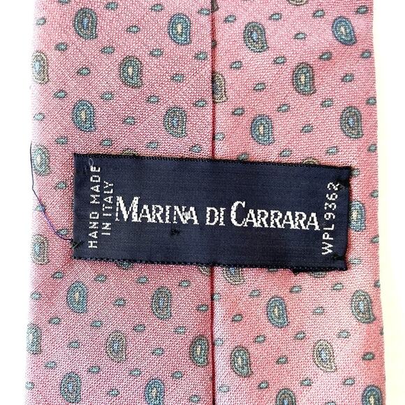 Italian Silk Neck Tie Marina Di Carrara Pink Paisley Preppy Collegiate - Picture 7 of 7